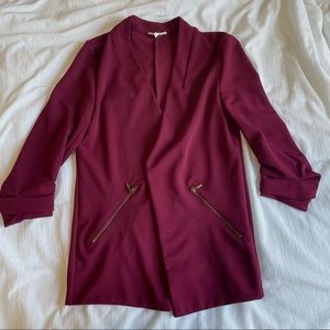 Maurices Size S Dark Maroon Quarter Sleeve Blazer